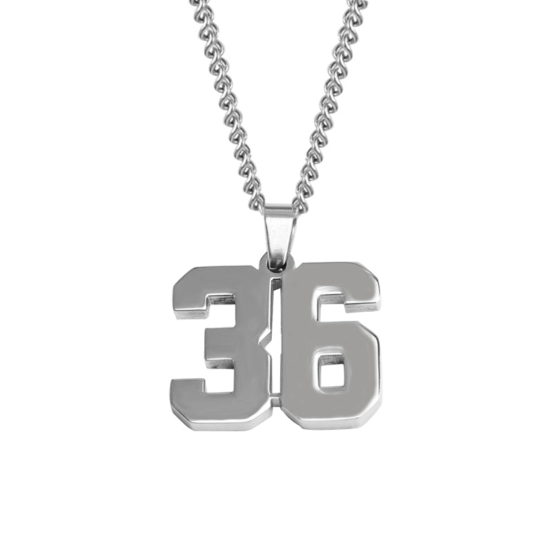 Stainless Jersey Number Pendant with Chain Necklace