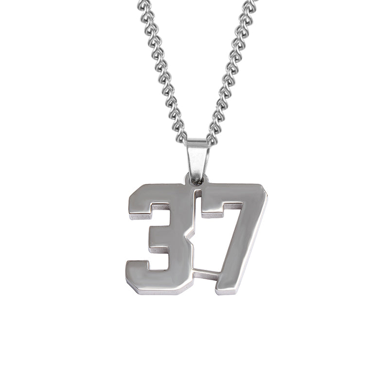 Stainless Jersey Number Pendant with Chain Necklace