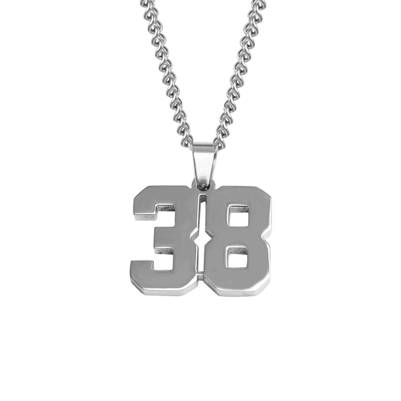 Stainless Jersey Number Pendant with Chain Necklace
