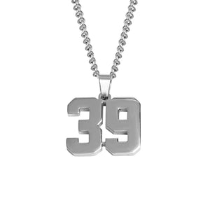 Stainless Jersey Number Pendant with Chain Necklace