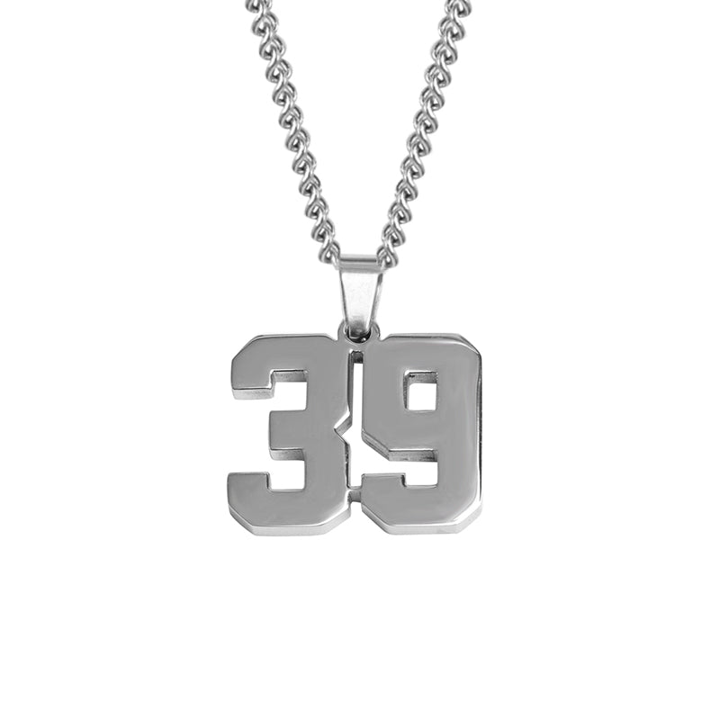 Stainless Jersey Number Pendant with Chain Necklace