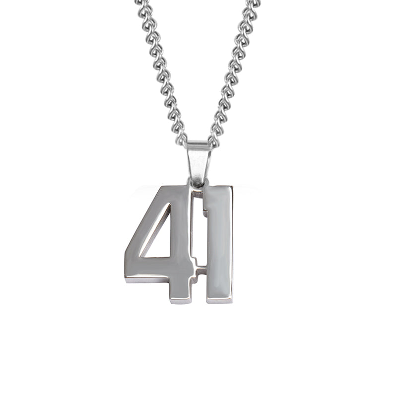 Stainless Jersey Number Pendant with Chain Necklace