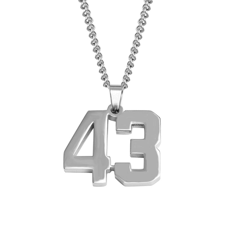 Stainless Jersey Number Pendant with Chain Necklace