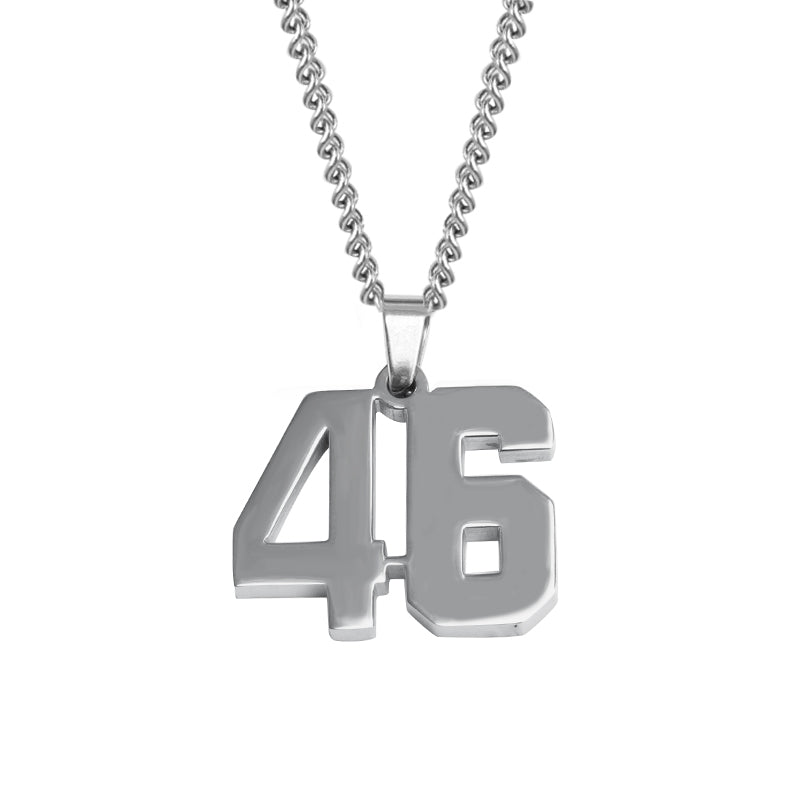 Stainless Jersey Number Pendant with Chain Necklace