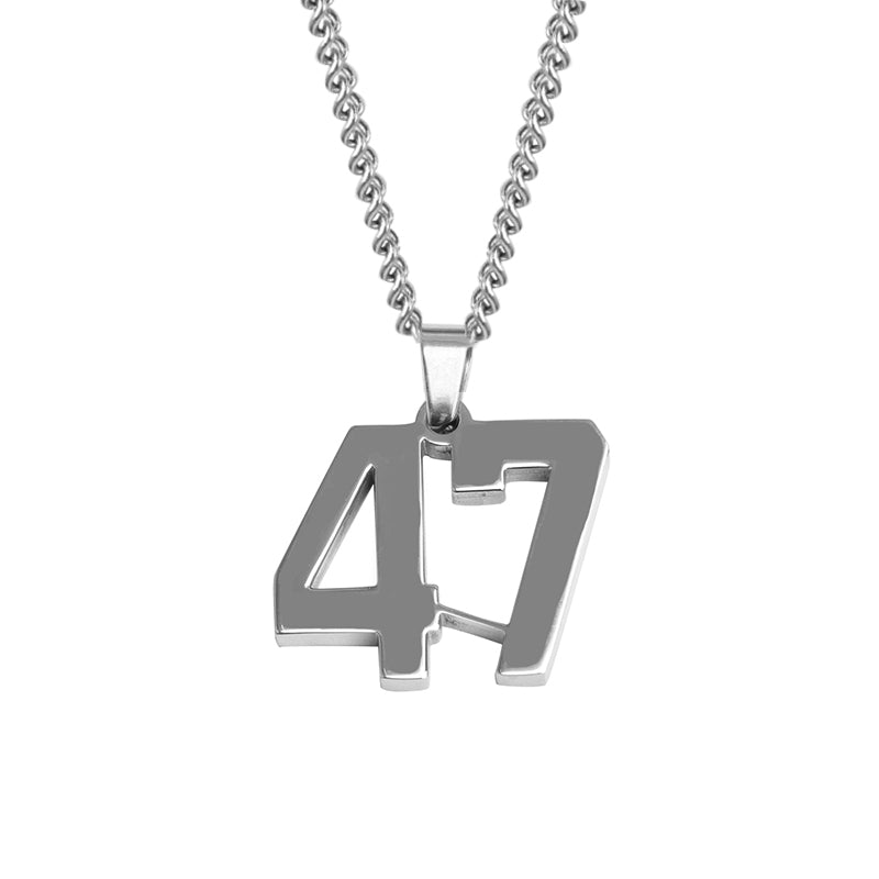 Stainless Jersey Number Pendant with Chain Necklace