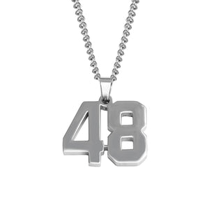 Stainless Jersey Number Pendant with Chain Necklace