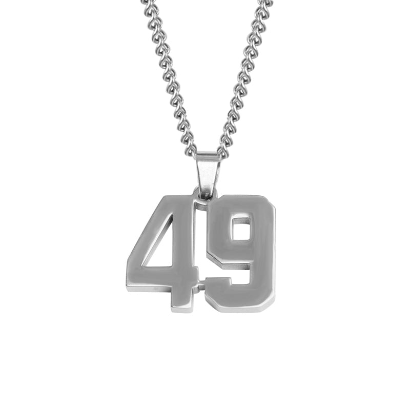 Stainless Jersey Number Pendant with Chain Necklace