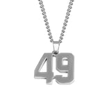 Stainless Jersey Number Pendant with Chain Necklace