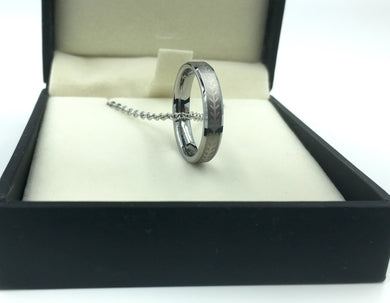 Tungsten 4mm Silver Ring with Baseball Stitching