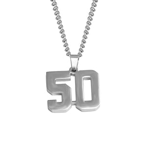 Stainless Jersey Number Pendant with Chain Necklace