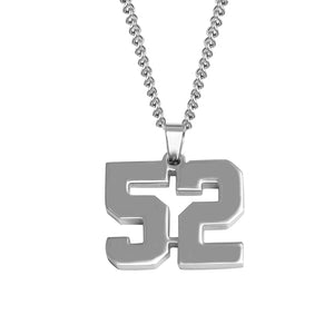 Stainless Jersey Number Pendant with Chain Necklace