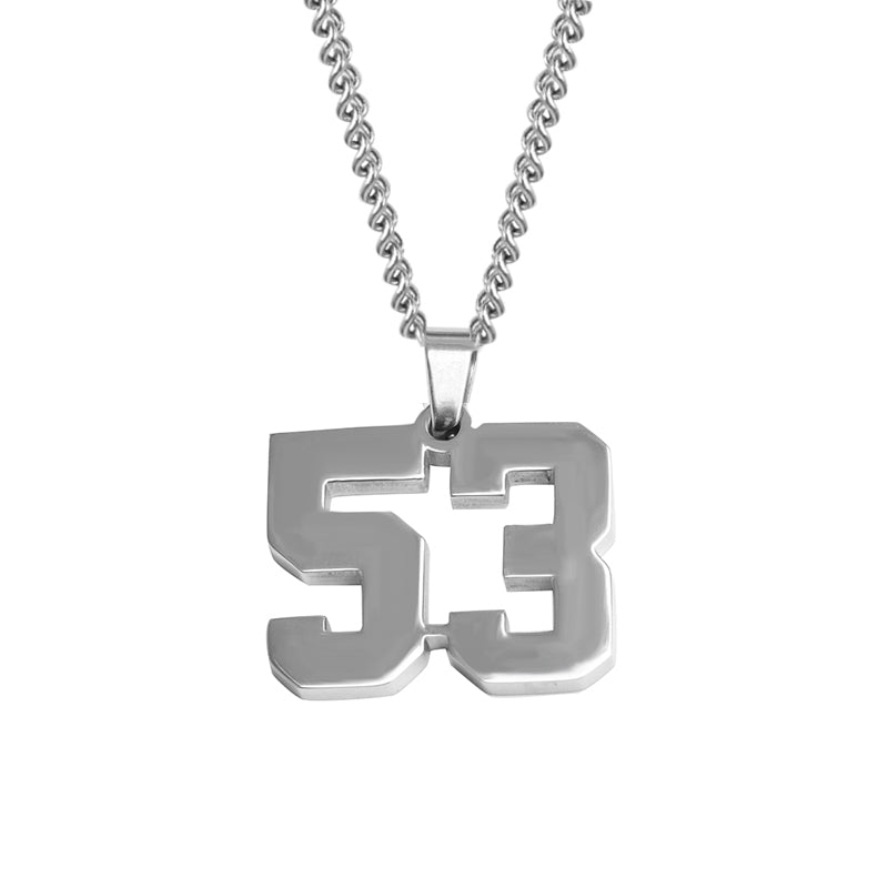 Stainless Jersey Number Pendant with Chain Necklace