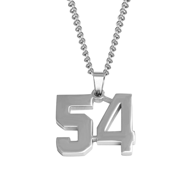 Stainless Jersey Number Pendant with Chain Necklace