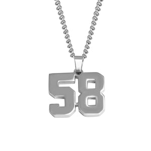 Stainless Jersey Number Pendant with Chain Necklace