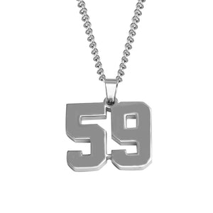 Stainless Jersey Number Pendant with Chain Necklace