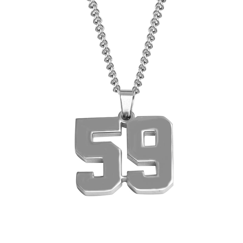 Stainless Jersey Number Pendant with Chain Necklace