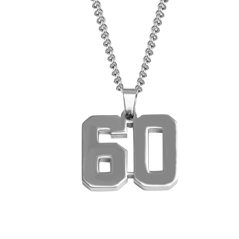 Stainless Jersey Number Pendant with Chain Necklace