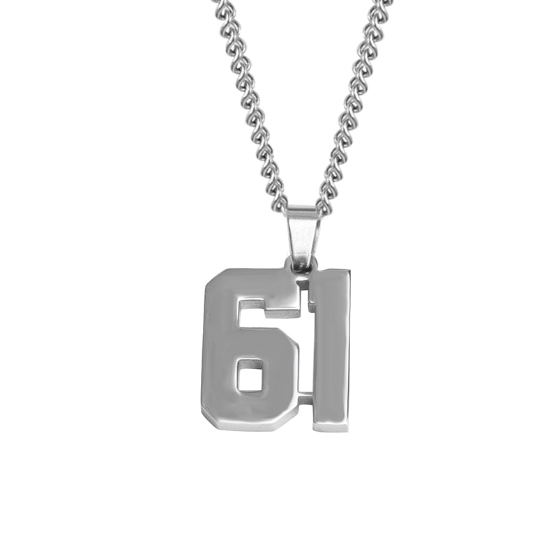 Stainless Jersey Number Pendant with Chain Necklace