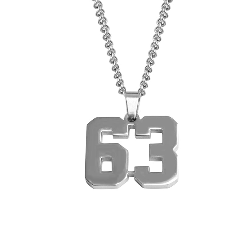 Stainless Jersey Number Pendant with Chain Necklace
