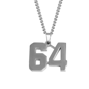 Stainless Jersey Number Pendant with Chain Necklace