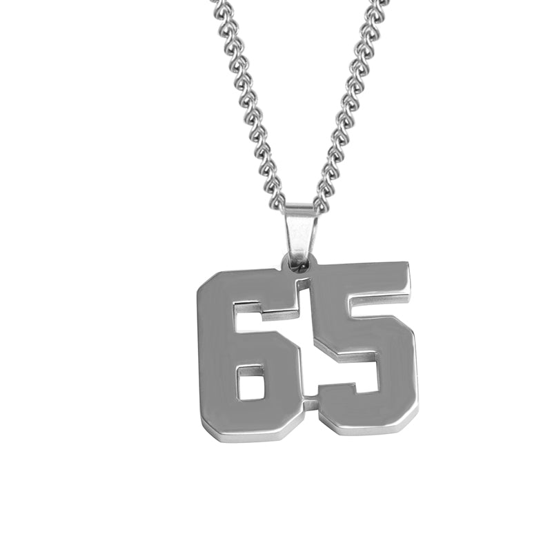 Stainless Jersey Number Pendant with Chain Necklace