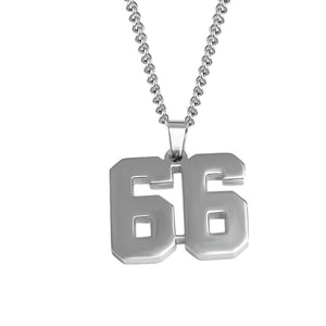 Stainless Jersey Number Pendant with Chain Necklace