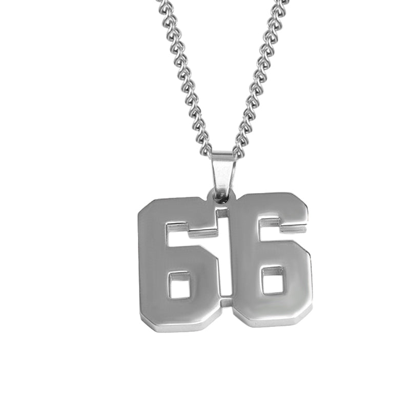 Stainless Jersey Number Pendant with Chain Necklace