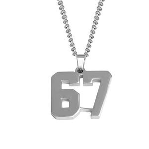Stainless Jersey Number Pendant with Chain Necklace