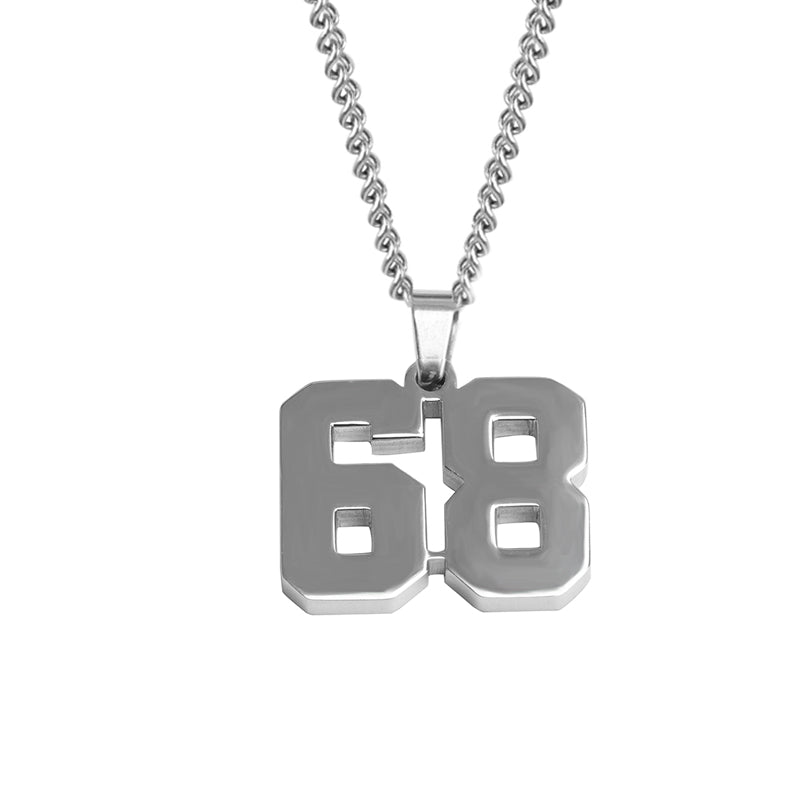 Stainless Jersey Number Pendant with Chain Necklace