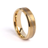 Tungsten 6mm Golden Ring with Baseball Stitching and Chain