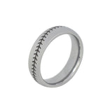 Tungsten 6mm Stainless Ring With Baseball Stitching