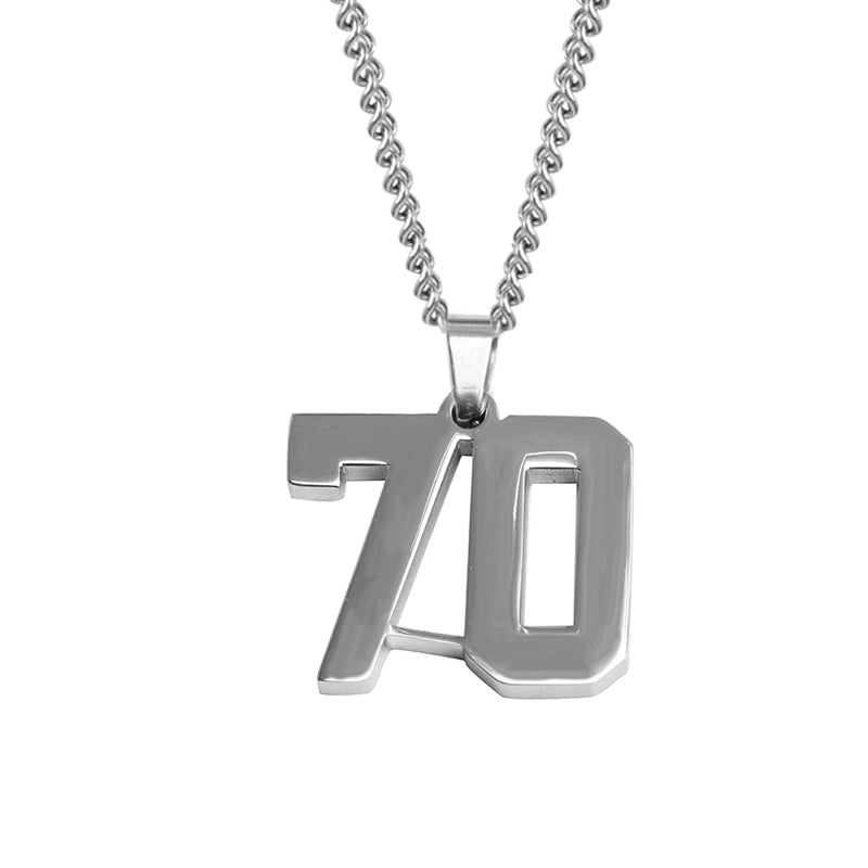 Stainless Jersey Number Pendant with Chain Necklace