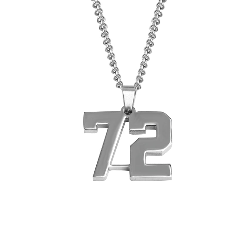 Stainless Jersey Number Pendant with Chain Necklace
