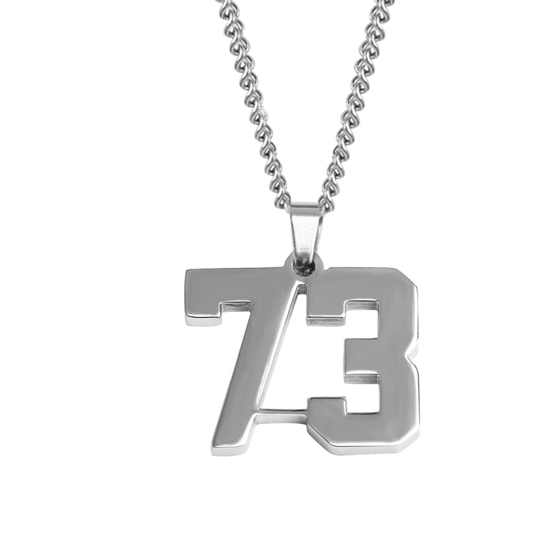 Stainless Jersey Number Pendant with Chain Necklace