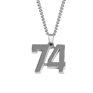 Stainless Jersey Number Pendant with Chain Necklace