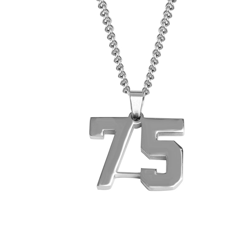 Stainless Jersey Number Pendant with Chain Necklace