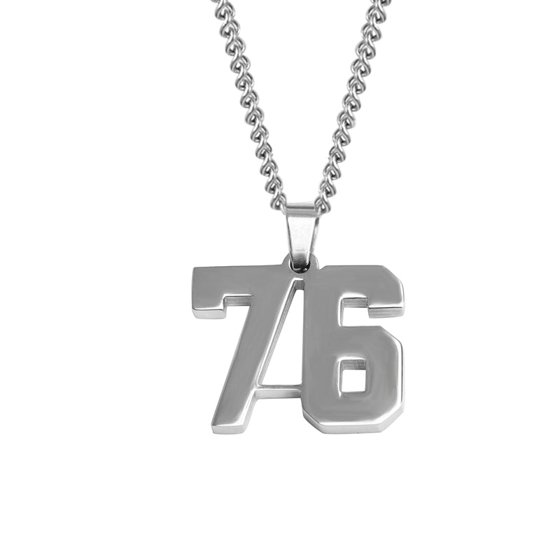 Stainless Jersey Number Pendant with Chain Necklace