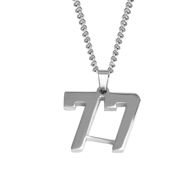 Stainless Jersey Number Pendant with Chain Necklace