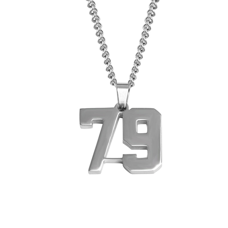 Stainless Jersey Number Pendant with Chain Necklace
