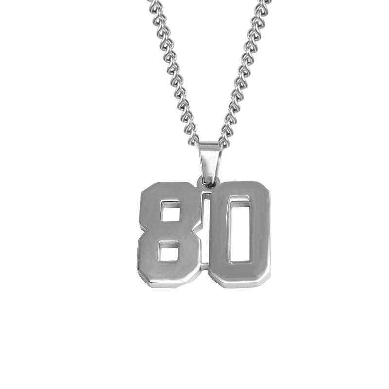 Stainless Jersey Number Pendant with Chain Necklace
