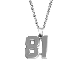 Stainless Jersey Number Pendant with Chain Necklace