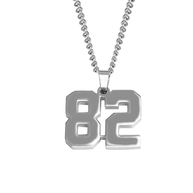 Stainless Jersey Number Pendant with Chain Necklace