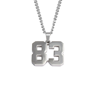 Stainless Jersey Number Pendant with Chain Necklace