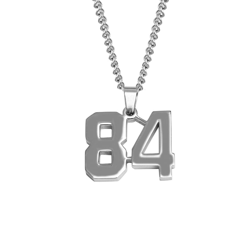 Stainless Jersey Number Pendant with Chain Necklace