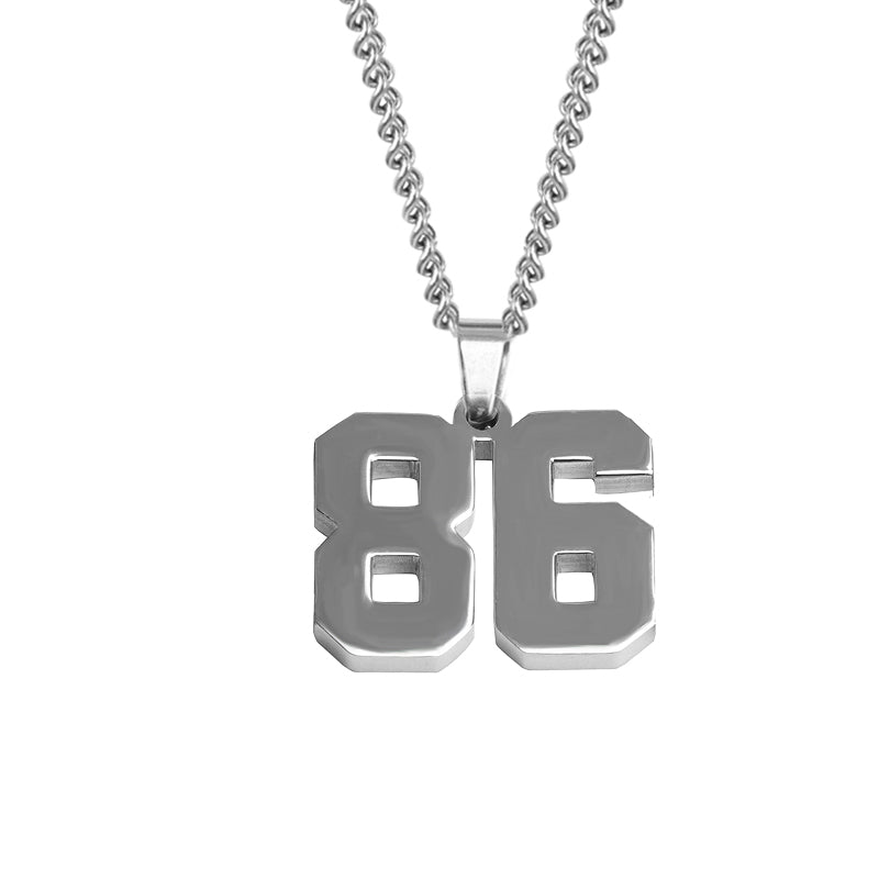 Stainless Jersey Number Pendant with Chain Necklace