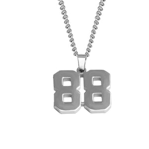 Stainless Jersey Number Pendant with Chain Necklace