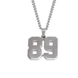 Stainless Jersey Number Pendant with Chain Necklace