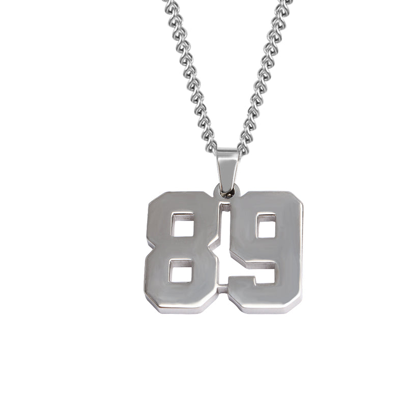 Stainless Jersey Number Pendant with Chain Necklace