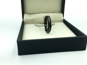 Tungsten 4mm Black Ring With Baseball Stitching (FREE SHIPPING)