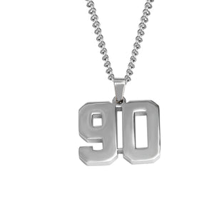 Stainless Jersey Number Pendant with Chain Necklace